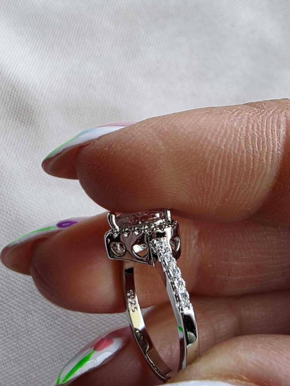 Engagement Ring 2.45 Ct Heart Shape halo Diamond stimulated, sterling silver 925 - Picture 9 of 9
